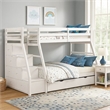 Ellon Twin over Full Bunk Bed-Trundle-White Wood-Storage Drawers