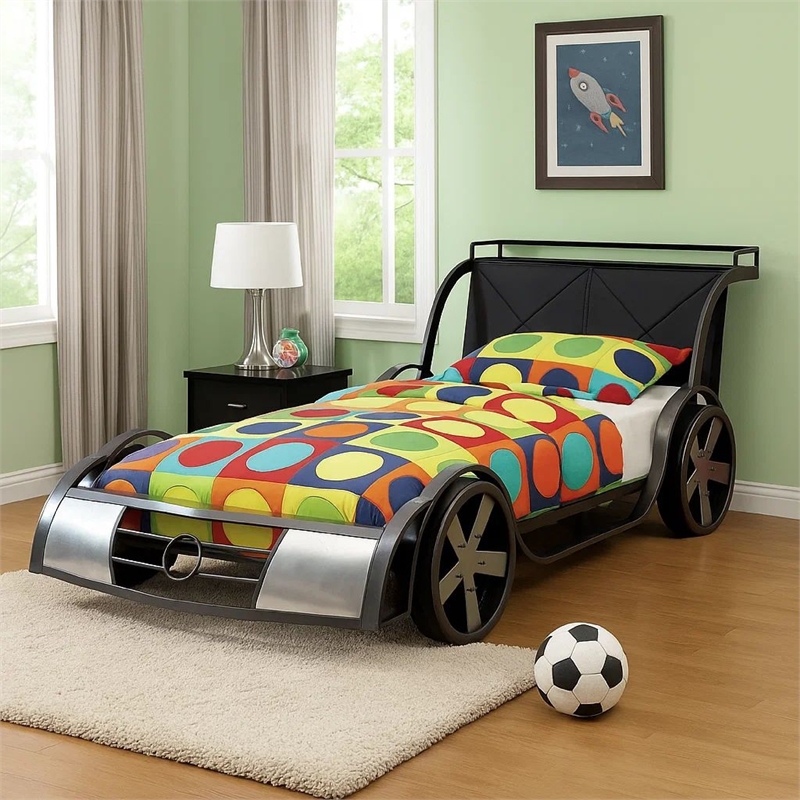 Gatsy GT Race Car Kids Full Bed with Headboard Shelf