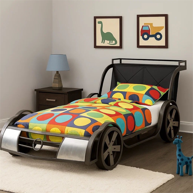 Gatsy GT Race Car Kids Full Bed with Headboard Shelf