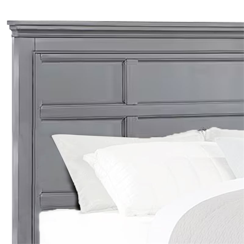 Lile Twin Bed with Crown Moulding-Storage Drawers-Gray Solid Wood
