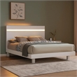 Yoki Queen Size Bed w Underbed LED-Acrylic Gold Trim-White Frame