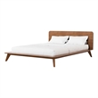 Stacy King Size Bed w Panel Headboard-Angled Legs-Walnut Brown Wood