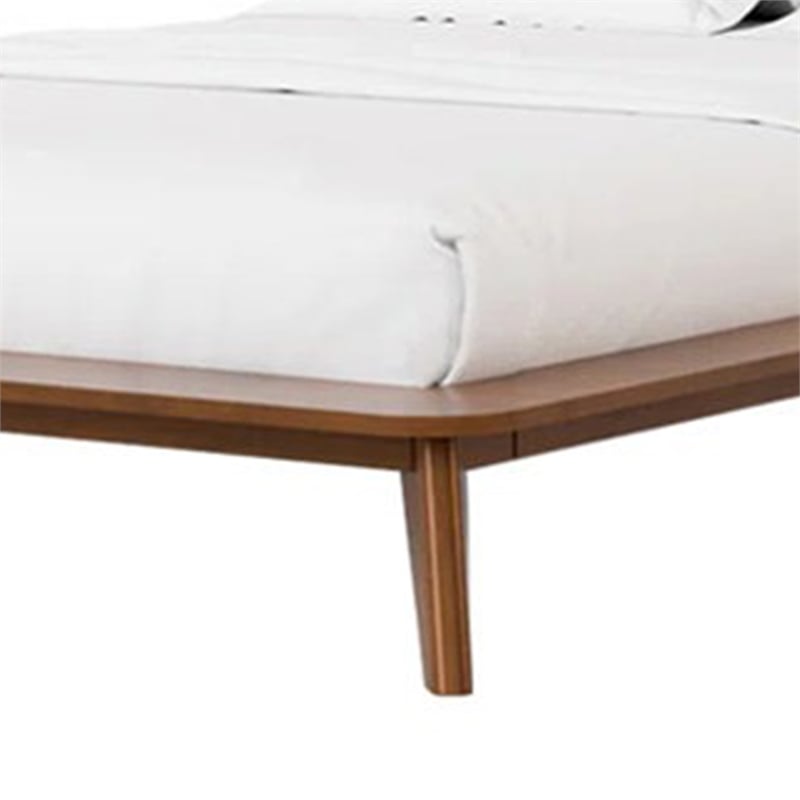 Stacy King Size Bed w Panel Headboard-Angled Legs-Walnut Brown Wood