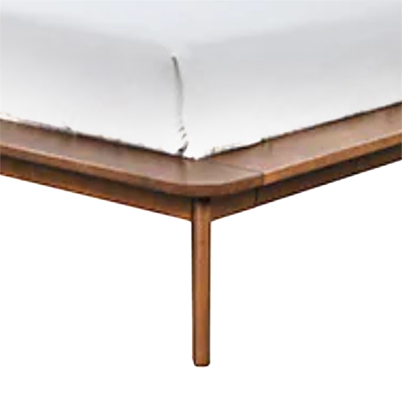 Linzy King Size Bed w Beige Boucle Winged Headboard-Walnut Brown