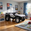 Jacky Kids Twin Bed with Off-Road Car Design-LED Headlights-Black Wood