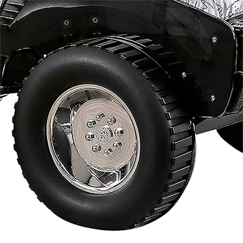 Jacky Kids Twin Bed with Off-Road Car Design-LED Headlights-Black Wood