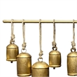 Iron Cow Bells Wall Decor 48 Inch Wide Decorative-Antique Gold-Jute Hanging Rope