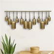 Iron Cow Bells Wall Decor 48 Inch Wide Decorative-Antique Gold-Jute Hanging Rope
