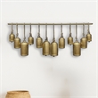Iron Cow Bells Wall Decor 48 Inch Wide Decorative-Antique Gold-Jute Hanging Rope