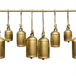 Iron Cow Bells Wall Decor 48 Inch Wide Decorative-Antique Gold-Jute Hanging Rope