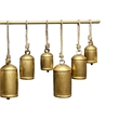 Iron Cow Bells Wall Decor 48 Inch Wide Decorative-Antique Gold-Jute Hanging Rope