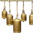 Iron Cow Bells Wall Decor 48 Inch Wide Decorative-Antique Gold-Jute Hanging Rope