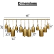 Iron Cow Bells Wall Decor 48 Inch Wide Decorative-Antique Gold-Jute Hanging Rope