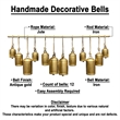 Iron Cow Bells Wall Decor 48 Inch Wide Decorative-Antique Gold-Jute Hanging Rope
