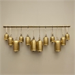 Iron Cow Bells Wall Decor 48 Inch Wide Decorative-Antique Gold-Jute Hanging Rope