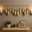 Iron Cow Bells Wall Decor 48 Inch Wide Decorative-Antique Gold-Jute Hanging Rope