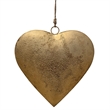 Decorative Metal Heart Wall Decor Set of 3-Antique Gold Iron-Jute Hanging Rope