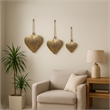 Decorative Metal Heart Wall Decor Set of 3-Antique Gold Iron-Jute Hanging Rope