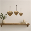 Decorative Metal Heart Wall Decor Set of 3-Antique Gold Iron-Jute Hanging Rope