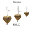Decorative Metal Heart Wall Decor Set of 3-Antique Gold Iron-Jute Hanging Rope