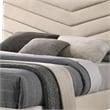Vevy Twin Size Bed-Chevron Tufted Beige Flannelette Upholstery