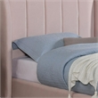 Pevy Twin Size Bed-Tufted Wingback in Light Pink Velvelike Upholstery