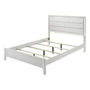 Tory California King Size Bed-Wave Texture and Mitered Corners-White