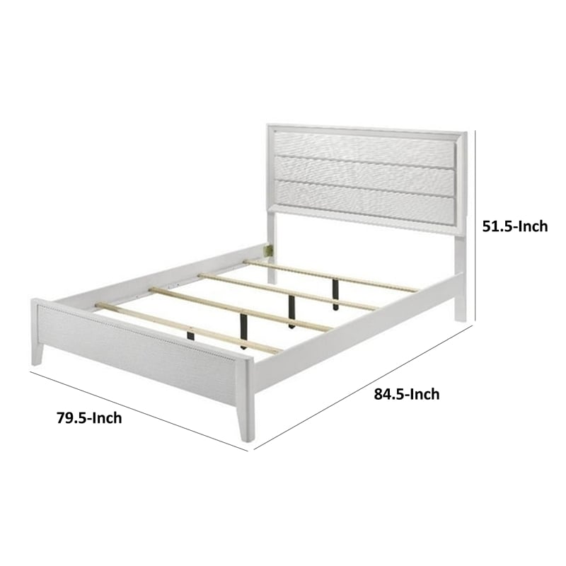 Tory King Size Bed-Wave Texture and Mitered Corners-Modern White