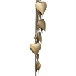 6 Heart Shape Iron Bells on 35 Inch Jute Hanging Rope-Antique Gold Wall Decor