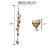 6 Heart Shape Iron Bells on 35 Inch Jute Hanging Rope-Antique Gold Wall Decor
