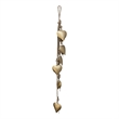 6 Heart Shape Iron Bells on 35 Inch Jute Hanging Rope-Antique Gold Wall Decor