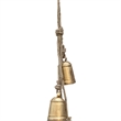 Rustic Iron Hanging Bells Wall Decor-Cylindrical Cowbell-Jute Rope-Antique Gold