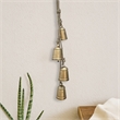 Rustic Iron Hanging Bells Wall Decor-Cylindrical Cowbell-Jute Rope-Antique Gold