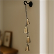 Rustic Iron Hanging Bells Wall Decor-Cylindrical Cowbell-Jute Rope-Antique Gold