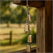 Rustic Iron Hanging Bells Wall Decor-Cylindrical Cowbell-Jute Rope-Antique Gold