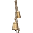 Rustic Iron Hanging Bells Wall Decor-Cylindrical Cowbell-Jute Rope-Antique Gold
