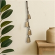 Rustic Iron Hanging Bells Wall Decor-Cylindrical Cowbell-Jute Rope-Antique Gold