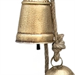 Rustic Iron Hanging Bells Wall Decor-Cylindrical Cowbell-Jute Rope-Antique Gold