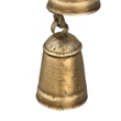 Rustic Iron Hanging Bells Wall Decor-Cylindrical Cowbell-Jute Rope-Antique Gold