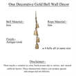Rustic Iron Hanging Bells Wall Decor-Cylindrical Cowbell-Jute Rope-Antique Gold