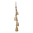 Rustic Iron Hanging Bells Wall Decor-Cylindrical Cowbell-Jute Rope-Antique Gold