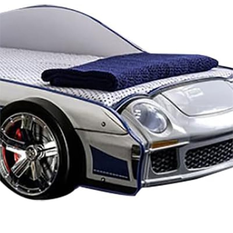 Peri Twin Size Kids Bed with Realistic Police Car Design-White-Blue