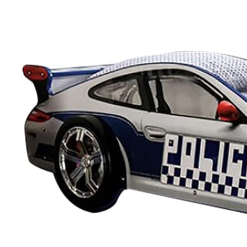 Peri Twin Size Kids Bed with Realistic Police Car Design-White-Blue