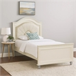 Jisoo Full Size Bed-Pearl White Upholstery-Radial Arch Headboard