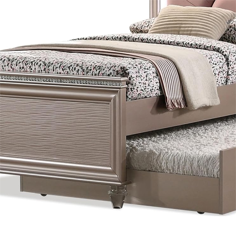 Jisoo Full Size Bed-Rose Gold Upholstery-Radial Arch Headboard