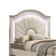 Jisoo Twin Size Bed-Pearl White Upholstery-Radial Arch Headboard