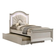 Jisoo Twin Size Bed-Pearl White Upholstery-Radial Arch Headboard