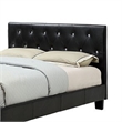 Legy Queen Size Bed-Button Tufted Black Faux Leather Upholstery