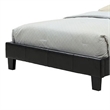 Legy Queen Size Bed-Button Tufted Black Faux Leather Upholstery