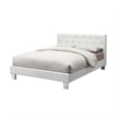 Legy Twin Size Bed-Button Tufted White Faux Leather Upholstery